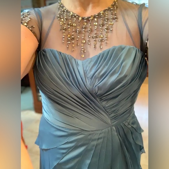 Adrianna Papell formal long gown, size 10 smoky blue with crystals. - Picture 10 of 10